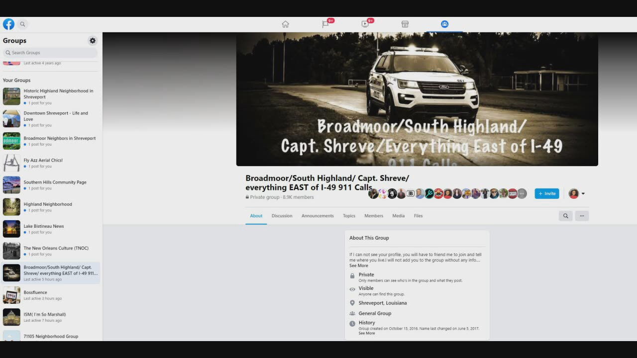 Facebook group page